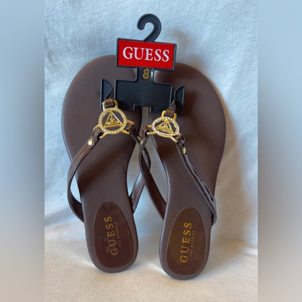 New GUESS Leather Brown Sandals | Size 8
